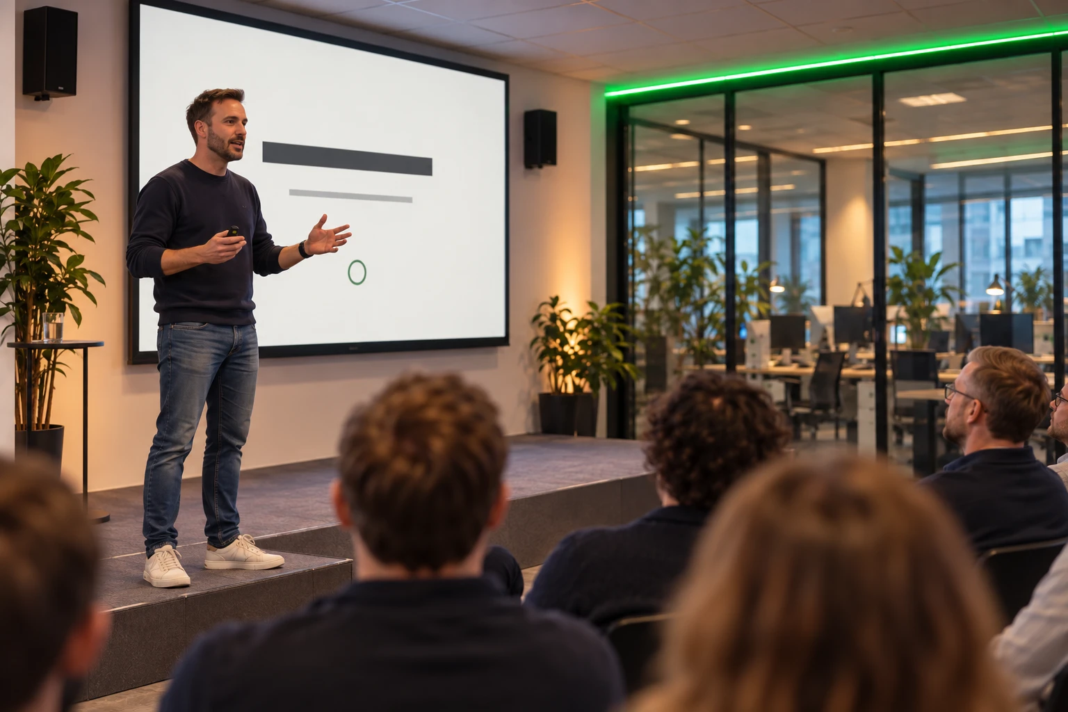 Spreker op het podium tijdens een talk