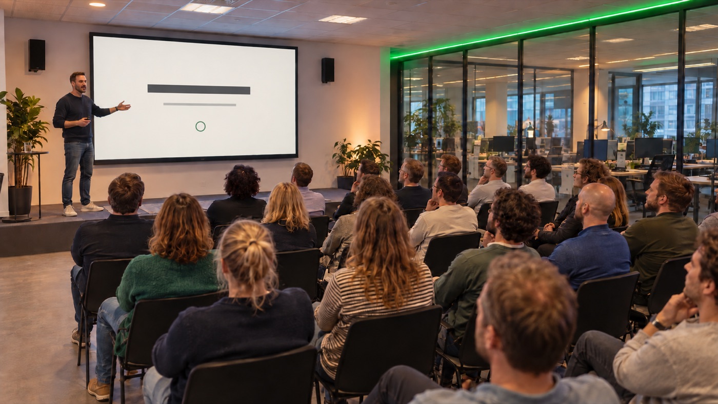 Spreker geeft een talk voor het Check It Digital-publiek